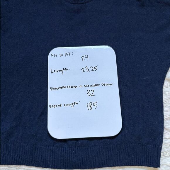 BLDWN Cara Cashmere Blend Color Block Sweater in Nocturnal Multi - Large - Picture 8 of 8